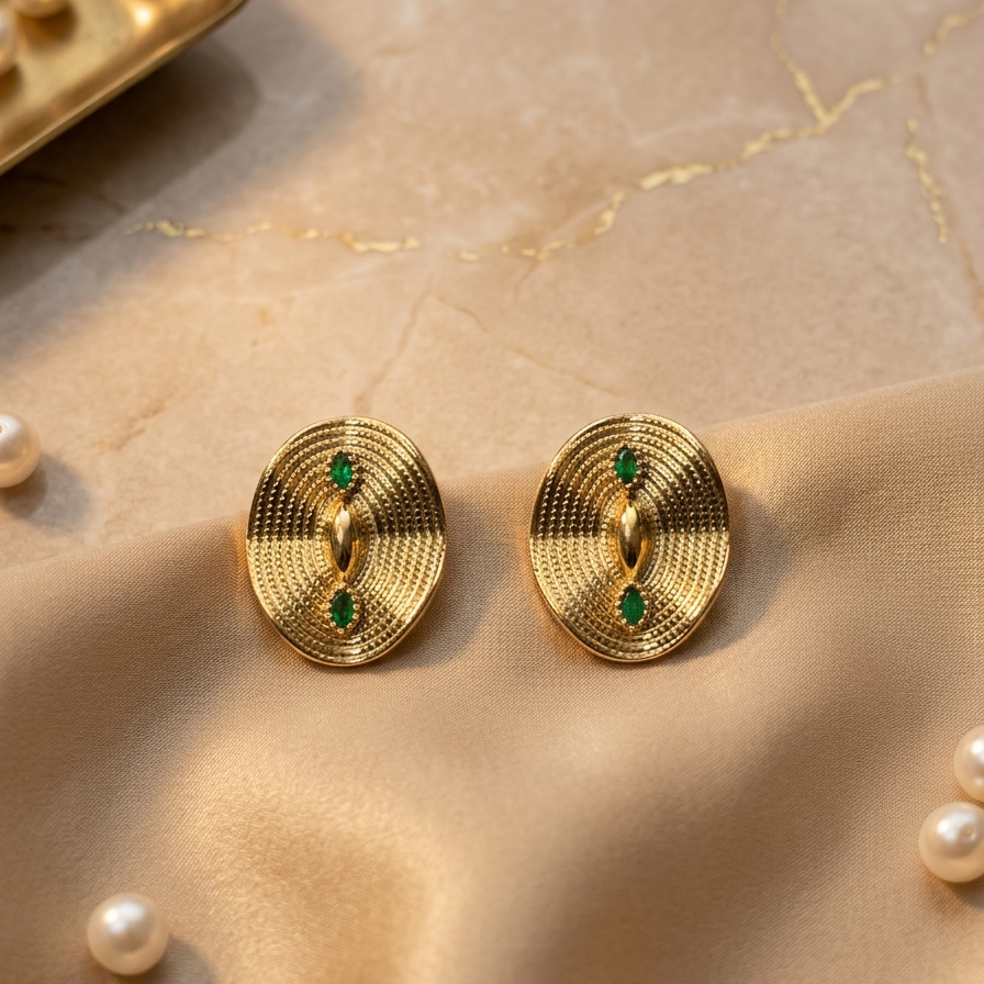 Emerald Orbit Studs